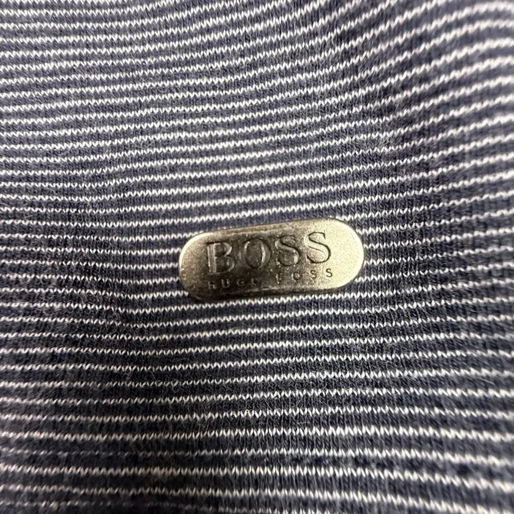 Boss Hugo Boss Pullover Mens XXL Blue Gray Striped 1/4 Zip Regular Fit